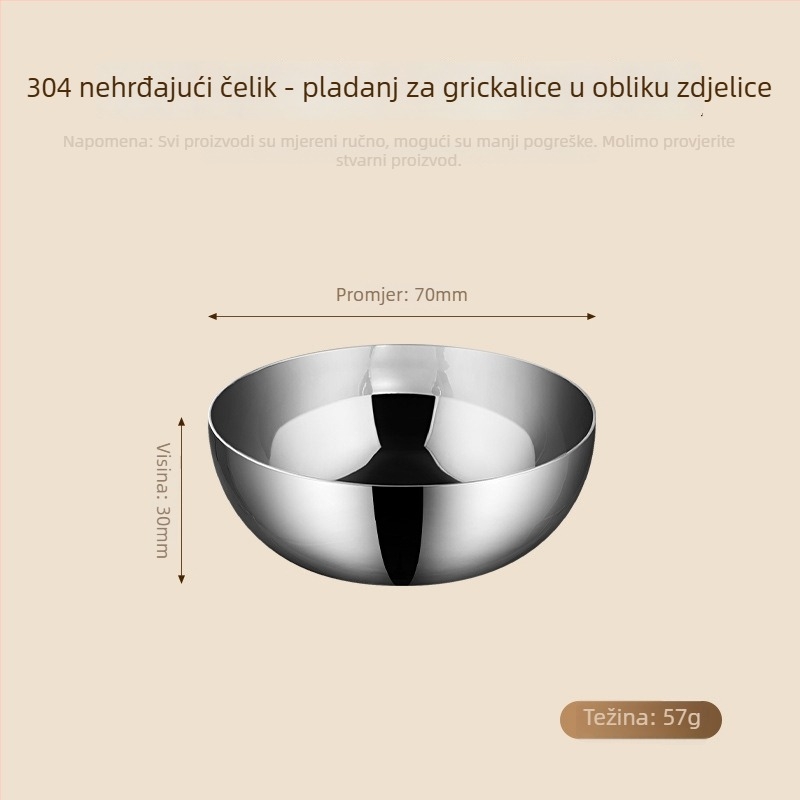304 nehrđajući čelik – posuda za začine i umake, okrugla, moderna minimalistička elegancija, mikrovalna pećnica nije prikladna