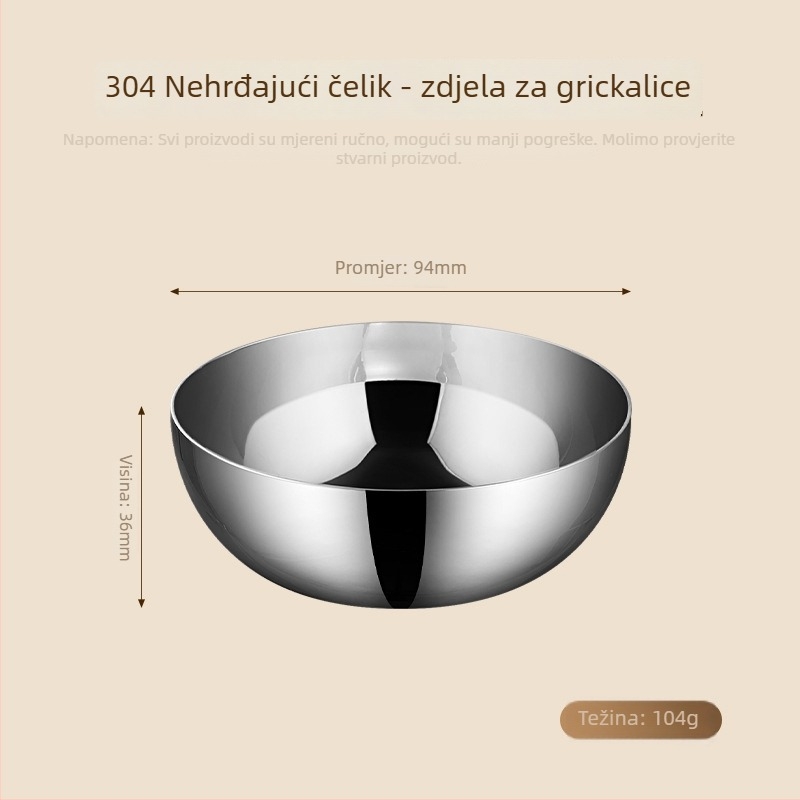 304 nehrđajući čelik – posuda za začine i umake, okrugla, moderna minimalistička elegancija, mikrovalna pećnica nije prikladna