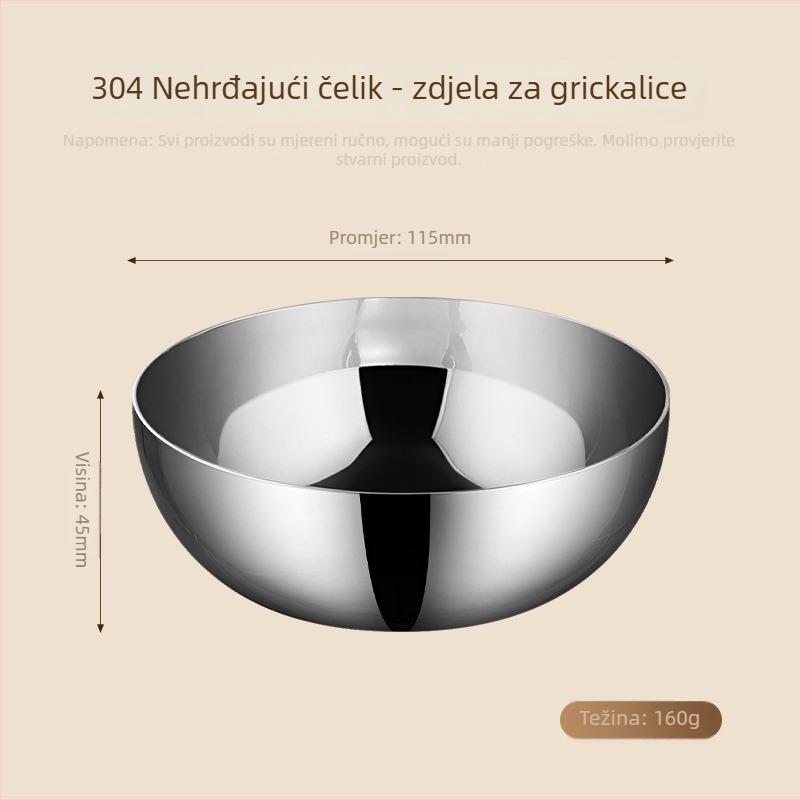 304 nehrđajući čelik – posuda za začine i umake, okrugla, moderna minimalistička elegancija, mikrovalna pećnica nije prikladna