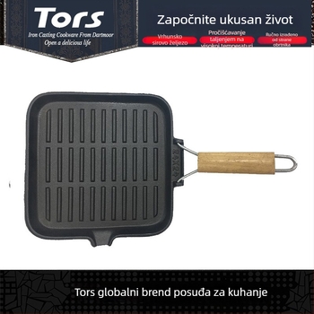 Toles lijevani tiganj za steak sa sklopivom drškom, ravno dno, debeli grill i prženje ribe, kućni tiganj za meso, zapadni stil