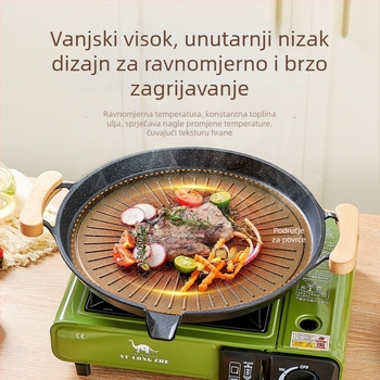 Vanjska neprimljiva induktivna ploča s korejskim Maifan kamenom, kazetna ploča i grill tiganj za meso, kobasice, ribu