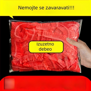 Jednokratni stolnjak s elastičnom šnonom, bez pranja, debeli, otporan na masnoću i vodootporan, crvene boje, okrugli, za Novu godinu i svadbene proslave
