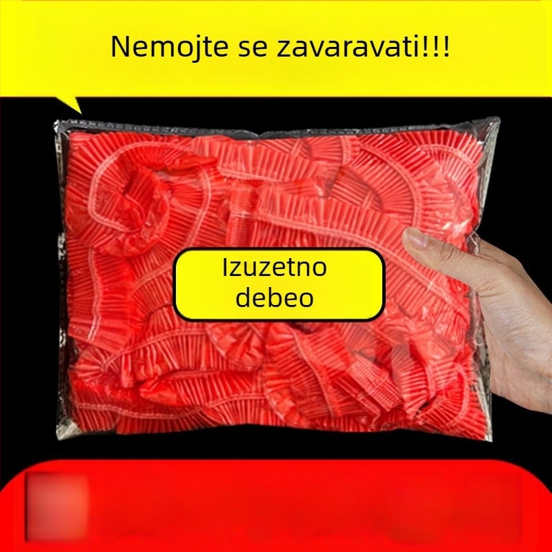 Jednokratni stolnjak s elastičnom šnonom, bez pranja, debeli, otporan na masnoću i vodootporan, crvene boje, okrugli, za Novu godinu i svadbene proslave
