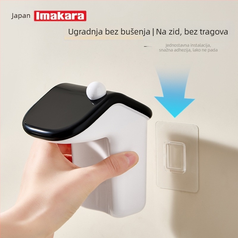 Zidni magnetski držač za četkice i pastu – protiv kapljanja, ABS, moderni minimalistički stil, 1 sloj