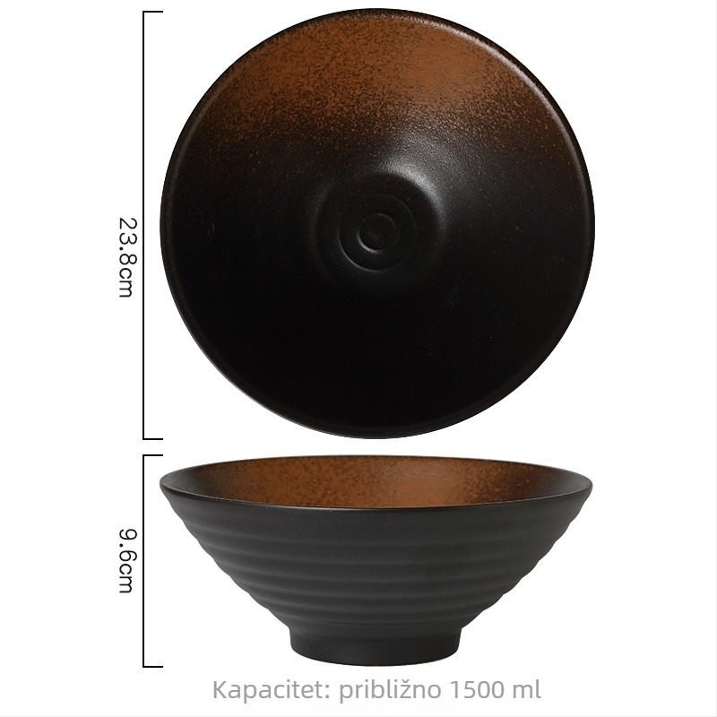 Keramična zdjela za ramen, kružnog oblika, mikrovalna kompatibilna, površina pod glazurom, prilagodljiva