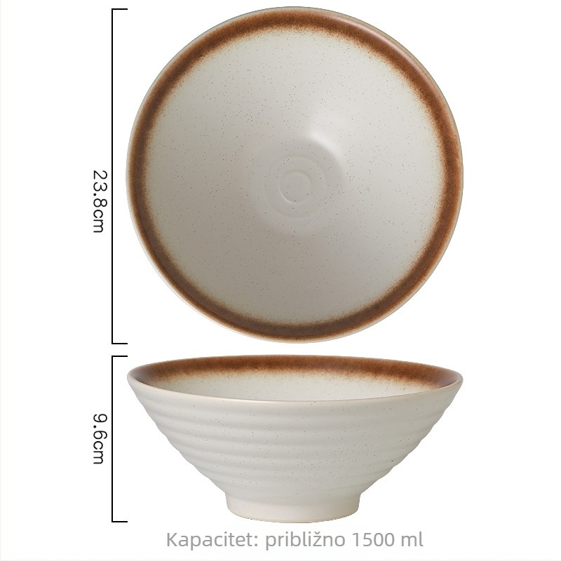 Keramična zdjela za ramen, kružnog oblika, mikrovalna kompatibilna, površina pod glazurom, prilagodljiva