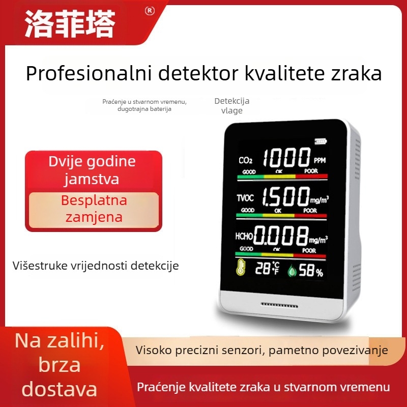 Prijenosni senzor kvalitete zraka CO2, formaldehid i TVOC s temperaturom i vlagom
