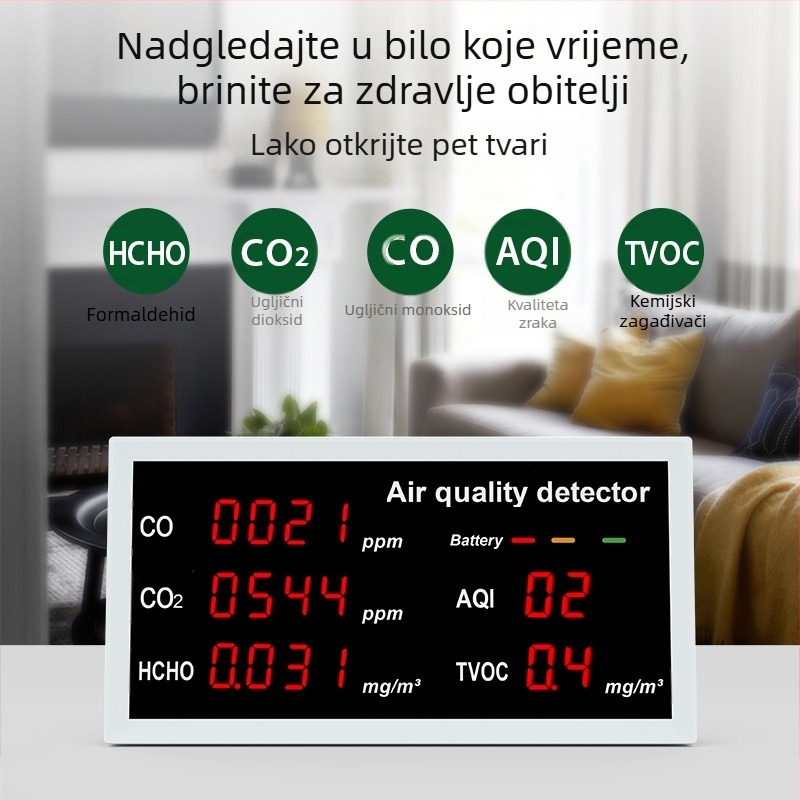 Prijenosni monitor kvalitete zraka u unutarnjim prostorima, detektor formaldehida (HCHO) i CO2
