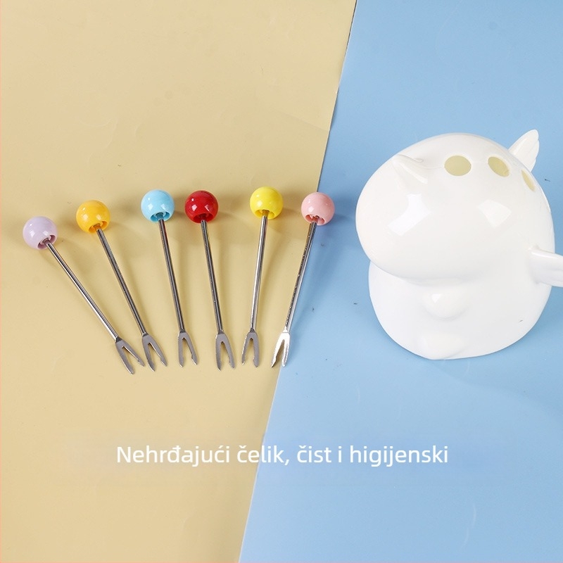 Set vilica za voće, nehrđajući čelik, moderan minimalistički stil, crtani motiv, za djecu