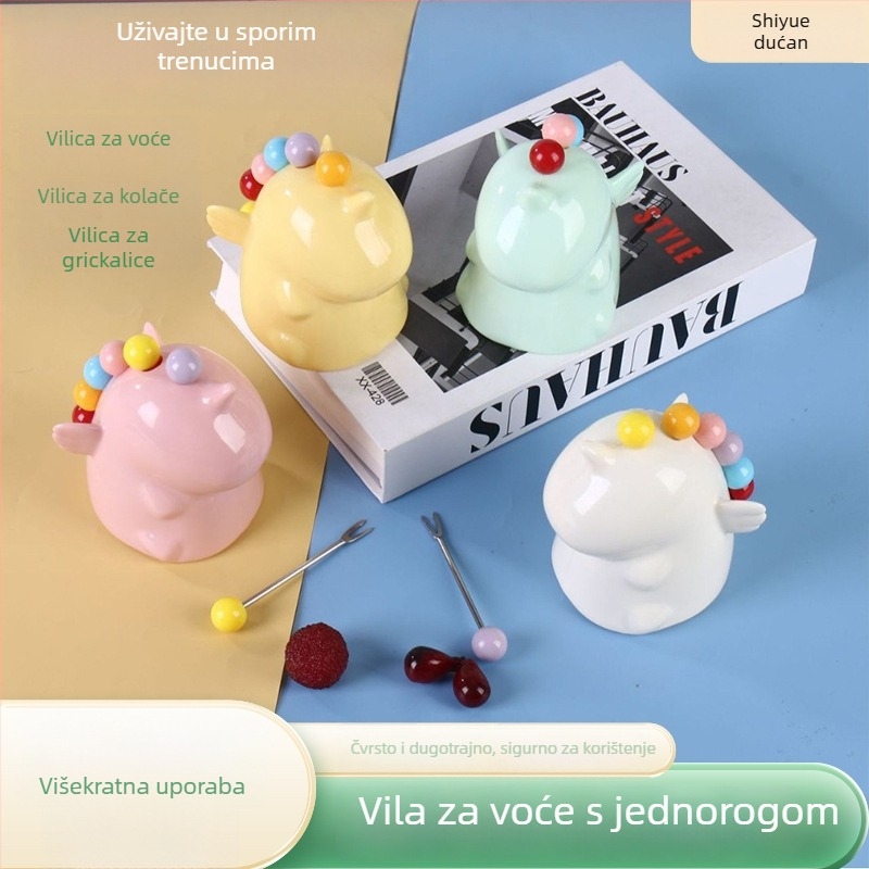 Set vilica za voće, nehrđajući čelik, moderan minimalistički stil, crtani motiv, za djecu