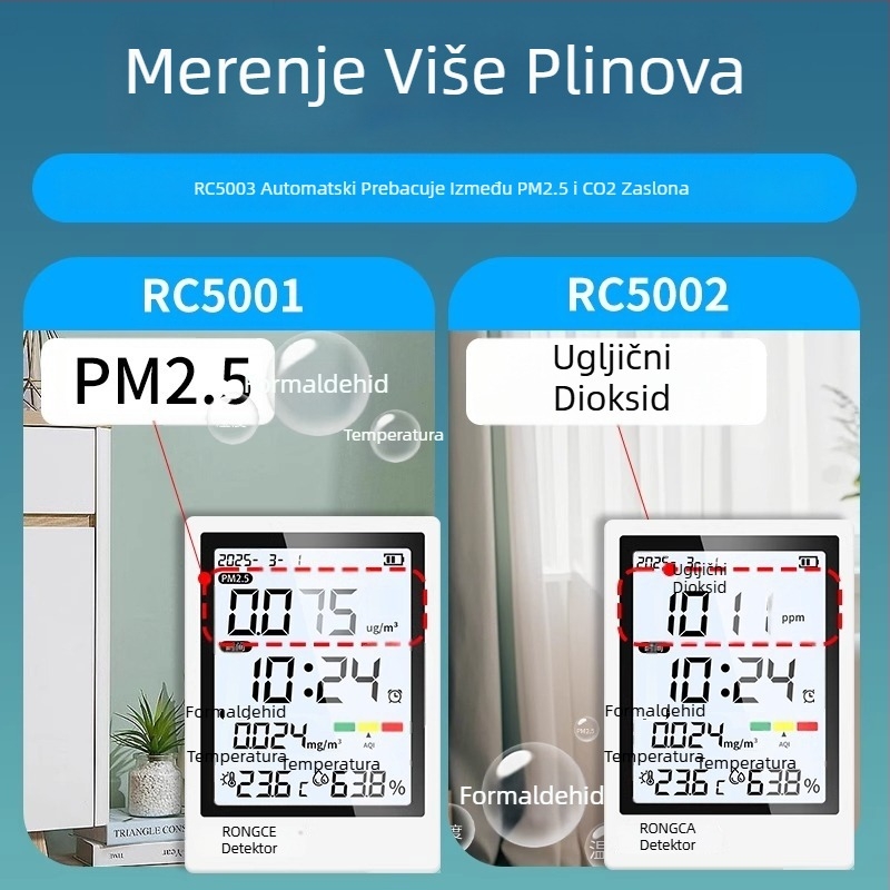 All-in-One monitor kvalitete zraka za dom: PM2.5, CO2 i formaldehid, visoka preciznost