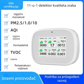 11-u-1 Detektor kvalitete zraka s infracrvenim senzorom - PM2.5, CO, CO2, TVOC i formaldehid monitor, Type-C napajanje