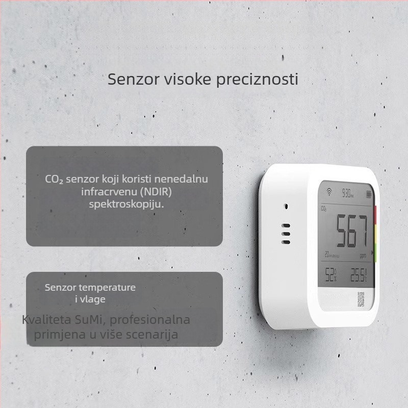 Qingping CGP22C unutarnji CO2 detektor – mjerač koncentracije CO2, model CGP22C, težina 0,129 kg