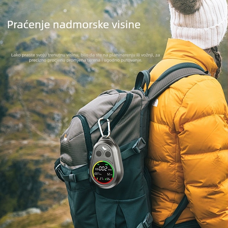 Prijenosni elektrohemijski detektor ugljičnog monoksida, FY104C, raspon mjerenja 0–999 ppm, senzori atmosferskog tlaka, nadmorske visine, temperature i vlage, napajanje Type-C 5V