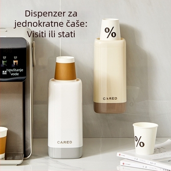 Zidni dispenser za čaše, plastična držač za jednokratne čaše, minimalistički dizajn, univerzalna kompatibilnost, težina 380 g, bez bušenja
