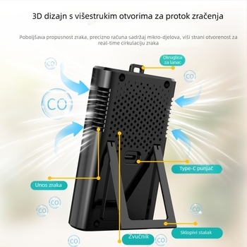 GC300 prijenosni detektor ugljičnog monoksida – mjerenje CO, temperatura i vlaga, raspon 1–999 ppm, točnost ±(50ppm+5% trenutnog očitanja), punjivi 5V1A