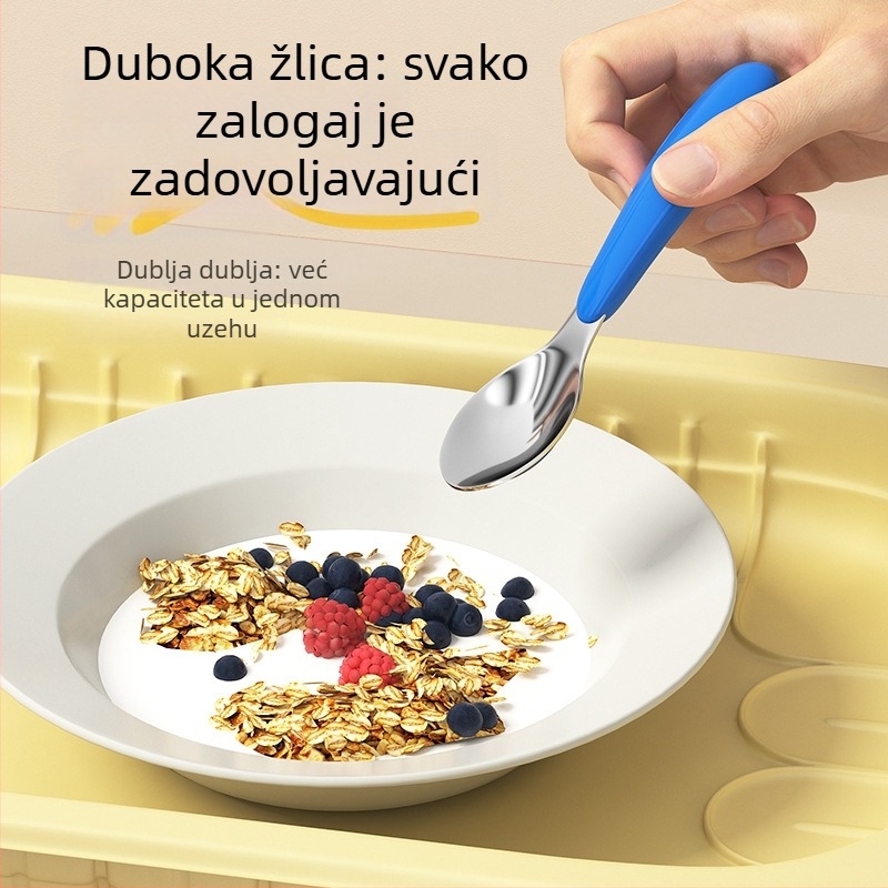 Set dječjih pribora – vilica i žlica, 304 nehrđajući čelik, prijenosno, za djecu od 12 mjeseci nadalje, 1 set, sladak i svjež stil