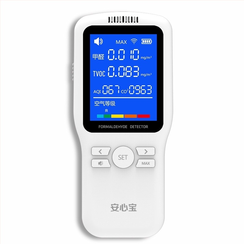 WP6933 Unutarnji mjerni uređaj za kvalitetu zraka — formaldehid 0–1.999 mg/m3, TVOC 0–9.999 mg/m3, CO2 400–2000 ppm (USB napajanje)