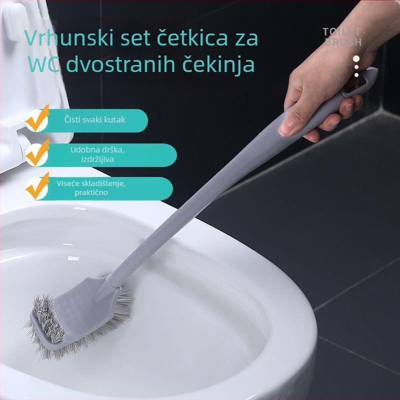 Set četke za WC za kućnu upotrebu s dvostrukom glavom i držačem, za čišćenje kupaonice