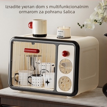 Držač čaša za stolni prostor, dvostruki sloj s odvodnim pladnjem, plastika, retro stil