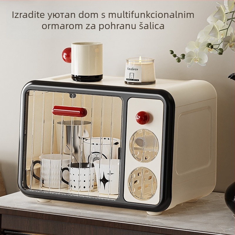 Držač čaša za stolni prostor, dvostruki sloj s odvodnim pladnjem, plastika, retro stil