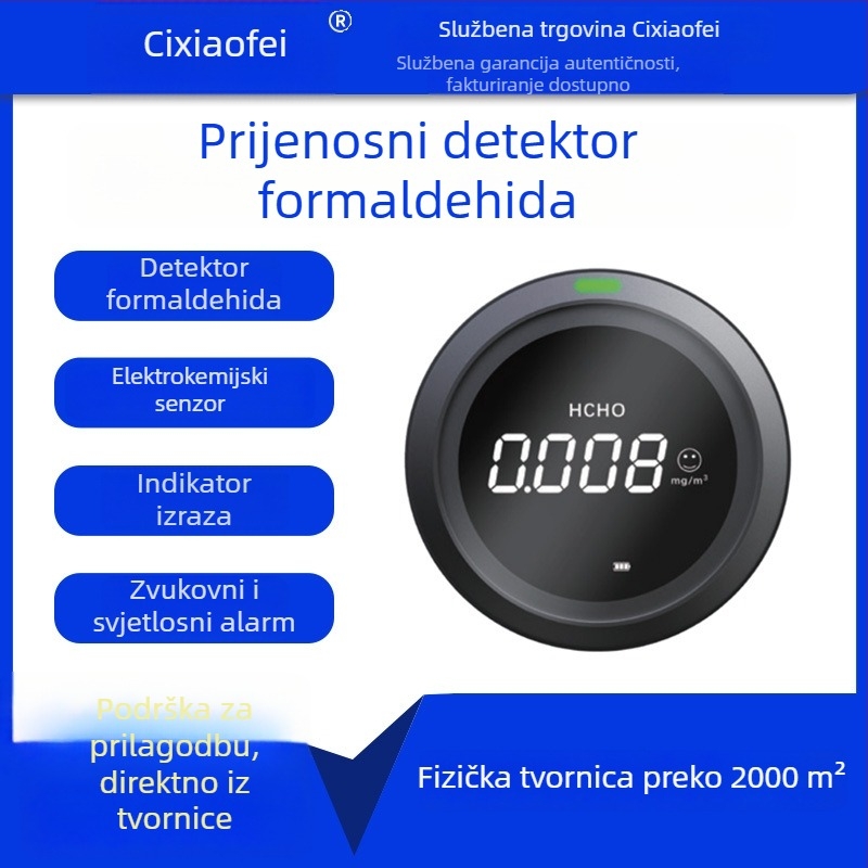 Prijenosni detektor kvalitete zraka, model PTH-1 tvrtke Test Xiaofei, raspon temperature -10 do 40 °C, točnost 0.001 mg/m³, napajanje baterije