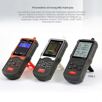 JD-3002 višefunkcijski mjerač kvalitete zraka – raspon CO2 380-2000 ppm; HCHO 0.000-1.000 mg/m3; mjeri CO2, TVOC, HCHO, temperaturu i vlagu; Napajanje: DC5V s ugrađenom baterijom od 2000 mAh, model JD-3002