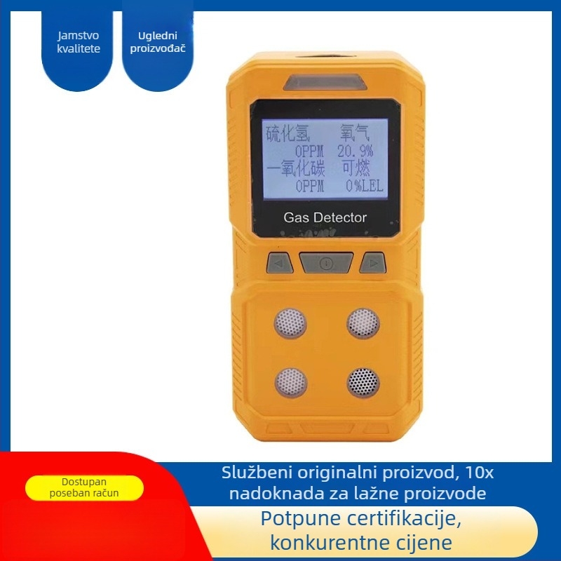841 Prijenosni detektor plinova 4-u-1 i alarm za O2, H2S, CO i zapaljive plinove; opseg mjerenja 0-100% LEL; odziv <30 s; USB punjenje; 3.7 V