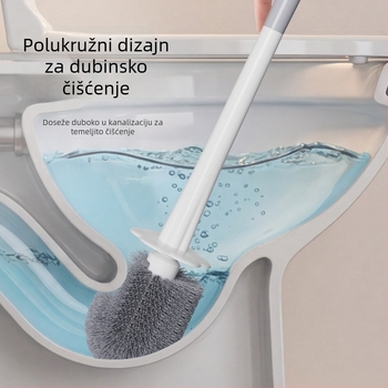Četka za WC s dugačkim držalom i mekanim vlaknima za kućno čišćenje — plastika, pakirano u kartonsku kutiju, 1 kom