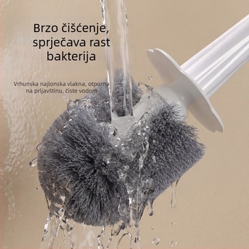 Četka za WC s dugačkim držalom i mekanim vlaknima za kućno čišćenje — plastika, pakirano u kartonsku kutiju, 1 kom