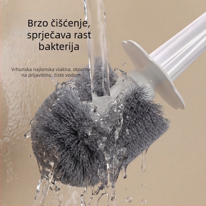 Četka za WC s dugačkim držalom i mekanim vlaknima za kućno čišćenje — plastika, pakirano u kartonsku kutiju, 1 kom