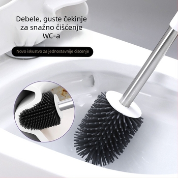 Četka za WC s TPR silikon čekinjama, prijenosna, mekane čekinje, 0,36 kg, čišćenje sa svih strana