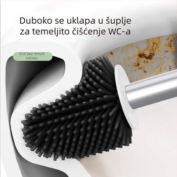 Četka za WC s TPR silikon čekinjama, prijenosna, mekane čekinje, 0,36 kg, čišćenje sa svih strana