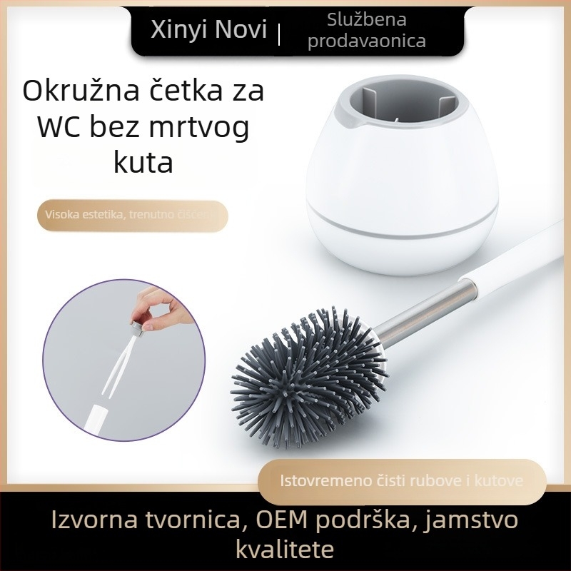 Četka za WC s TPR silikon čekinjama, prijenosna, mekane čekinje, 0,36 kg, čišćenje sa svih strana