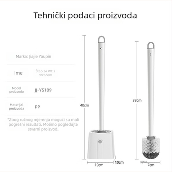 Zidna četka za WC s dvije glave za čišćenje razmaka bez mrtvih kutova, plastična, 500 g