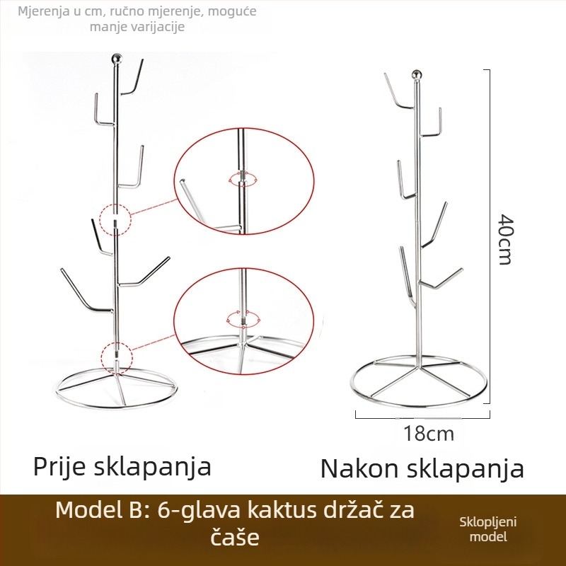 Držač za šalice od nehrđajućeg čelika 304, moderan minimalistički stil, odvodni stalak za šalice, težina 0,55 kg