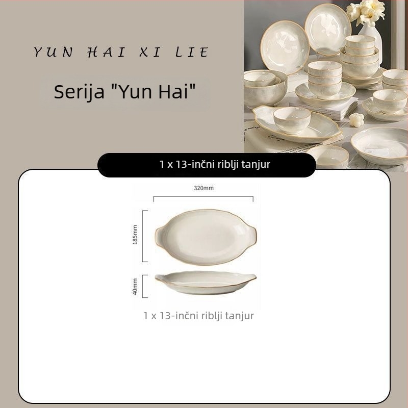 Porcelanski set posuđa s podglazurnim završetkom, duboke tanjure, mikrovalna sigurnost, svijetlo-luksuzni retro stil, mogućnost ispisa logotipa