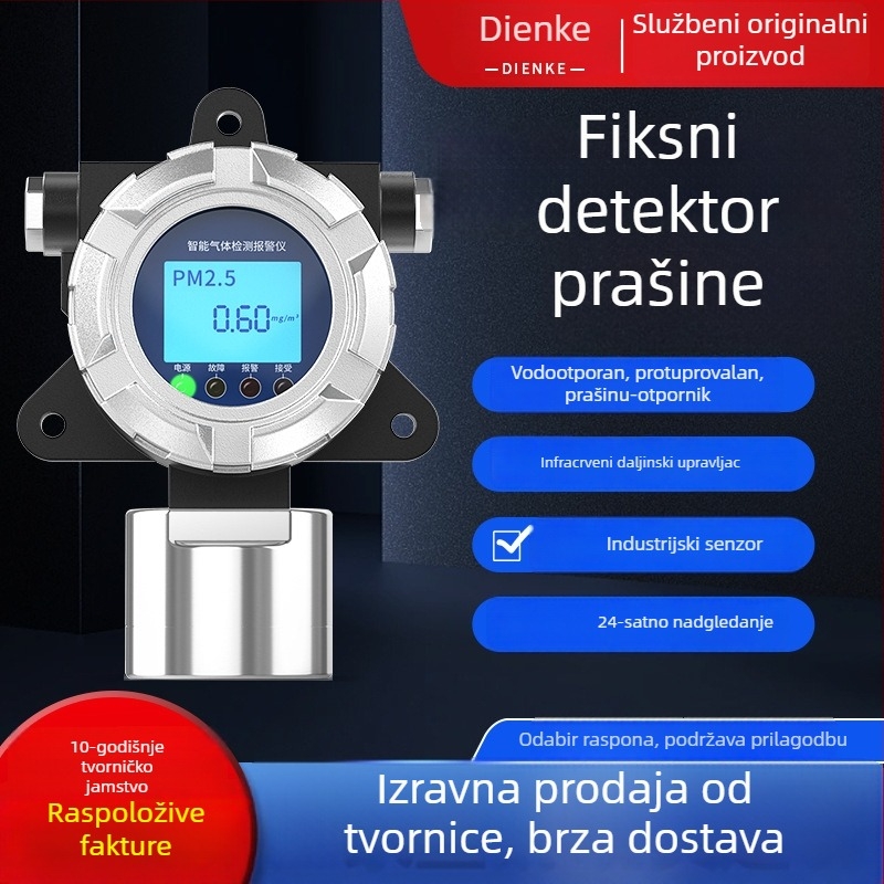 Eksplozijski otporan detektor koncentracije prašine za industrijsku radionicu — Model Dze015, raspon mjerenja 0.01 ppm (prilagodljivo), točnost ≤3% fs, napajanje AC, mjerni objekt: prašina rezanja metala i brušenje.