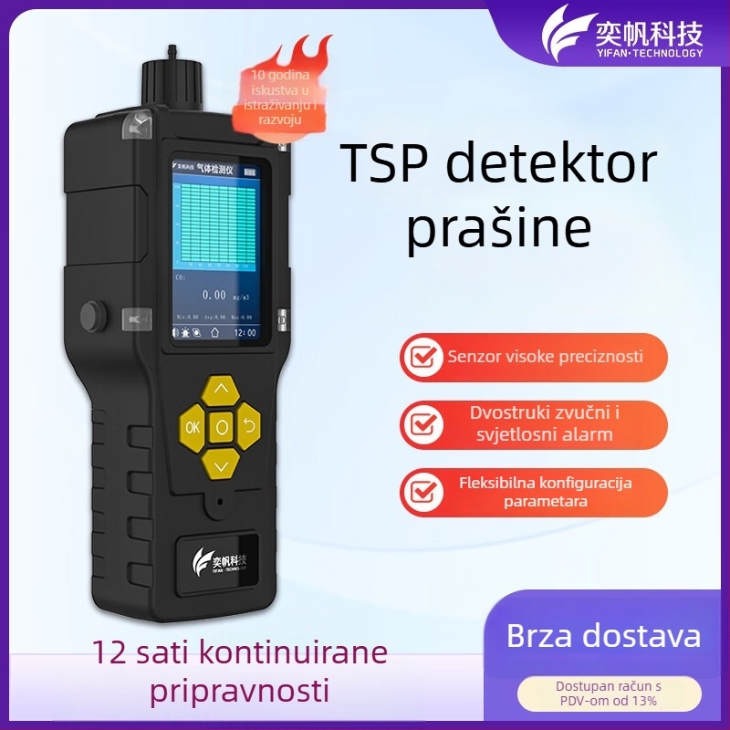 Ručni detektor prašine za ispušni kanal radionice – TSP detektor i VOC alarm