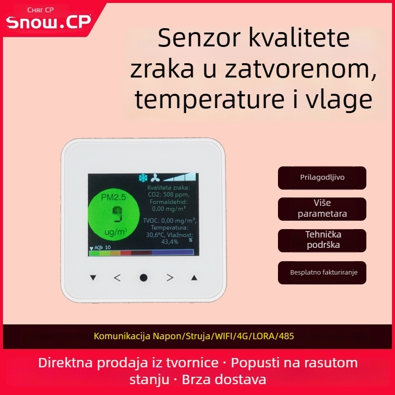 Monitor kvalitete zraka u zatvorenim prostorima sa transmiterom temperature i vlage, višeparametarski senzor plinova