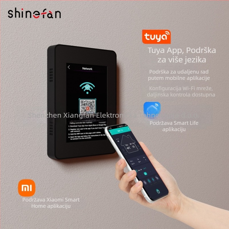 Upravljač za podno grijanje i ventilator-koil jedinicu s detekcijom CO2, tri načina rada, Wi‑Fi pametni dodirni zaslon (opcionalno) i Tuya App