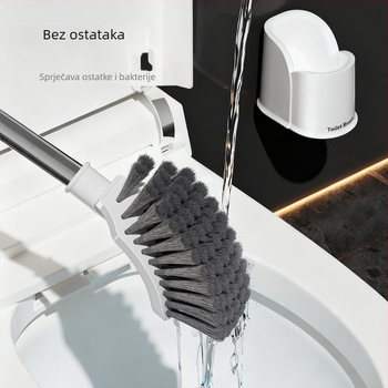 Četka za WC sa kvadratnom glavom i bazom, zidni držač, duga drška, plastična