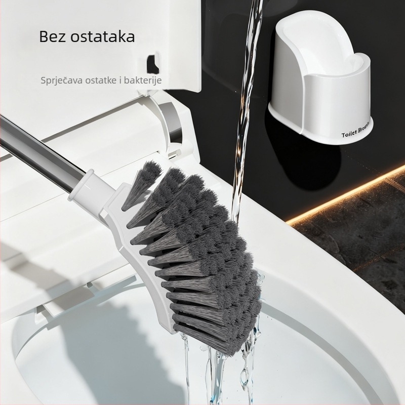 Četka za WC sa kvadratnom glavom i bazom, zidni držač, duga drška, plastična
