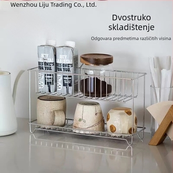 Šesteroetažni stalak od nehrđajućeg čelika za kupaonicu i kuhinju — skladištenje kozmetike, začina i čaša, stolni stalak za sušenje