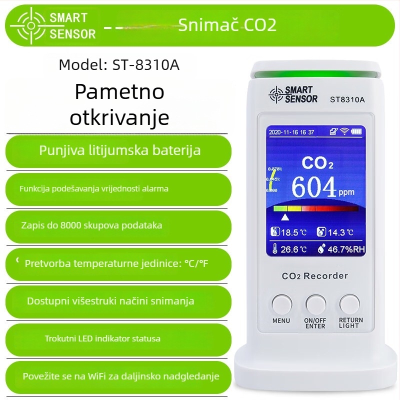 Xima Unutarnji mjerač kvalitete zraka ST8310A – formaldehid, PM2.5, CO2 i prašina