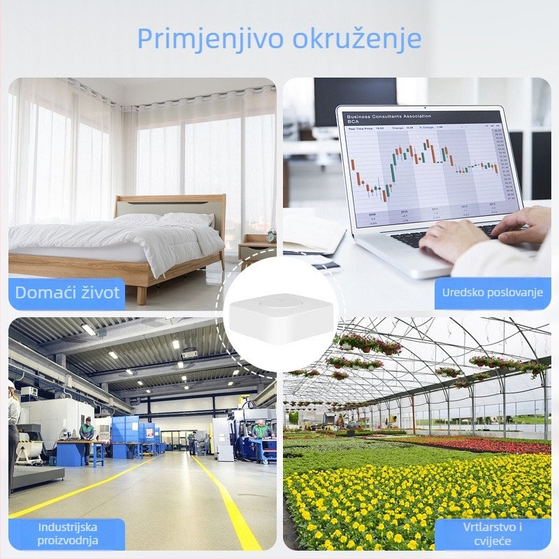 Šest u jednom pametan monitor kvalitete zraka — PM2.5, formaldehid, VOC, CO2, temperatura i vlaga (unutarnji prostori do 100 m²)