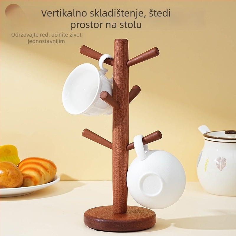 Držač čaša od drveta za stol – okrugla baza i usmjeravajuća baza, moderni minimalistički stil, 500 g
