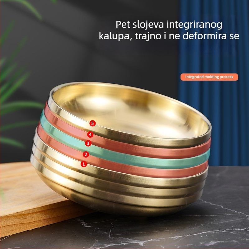 Umak od nehrđajućeg čelika u korejskom stilu, okrugla, elektroplatinska površina, retro dizajn, mikrovalna sigurnost, s logom
