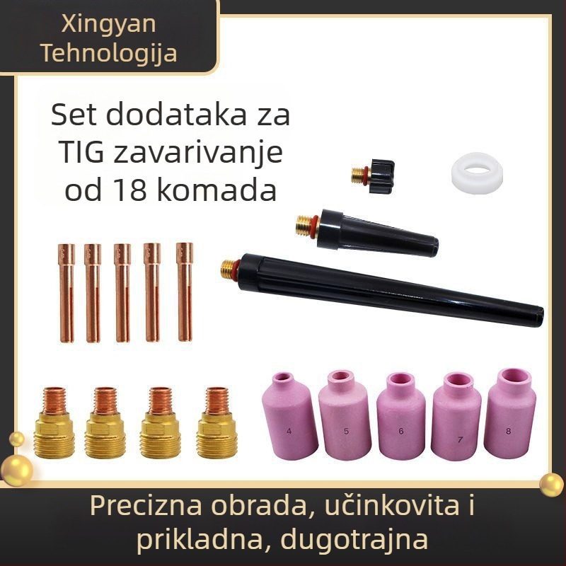 WP-9/20/25 Pribor za argonsko zavarenje luka: porcelanska mlaznica, volframova igla, odvodi kliješte, kraj pištolja i vodno hlađena mlaznica — Xingyan Technology