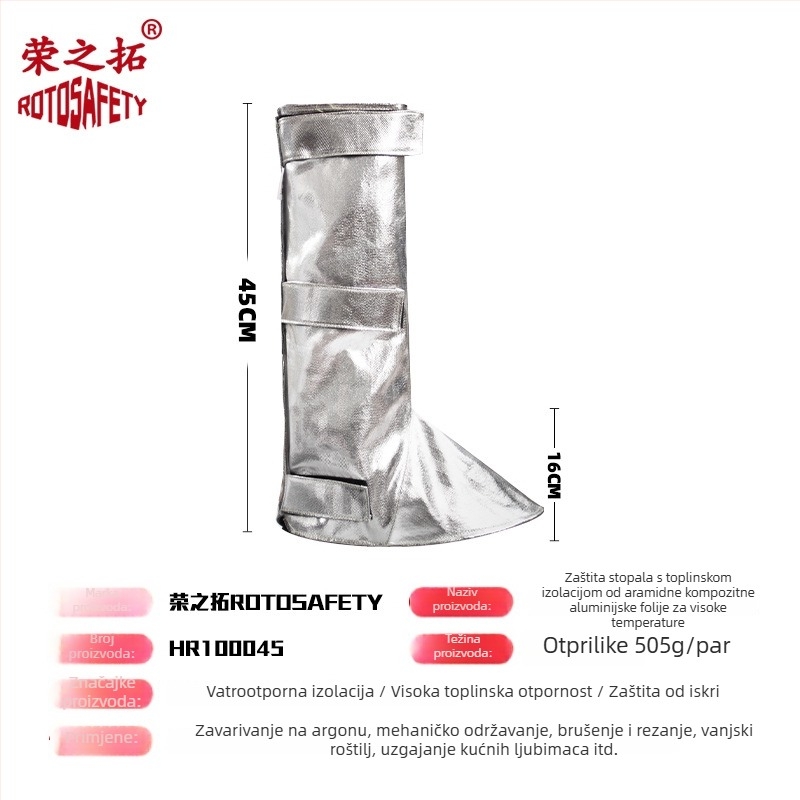 Nožni zaštitnik od aluminijske folije za visoke temperature, vatrootporan i plamenootporan, zaštita od prskanja metala tijekom kovanja, produženi štitnik za nogu